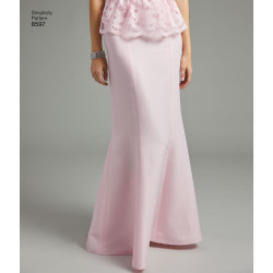 Nederdel m/u slæb også plusmode  snitmønster 8597