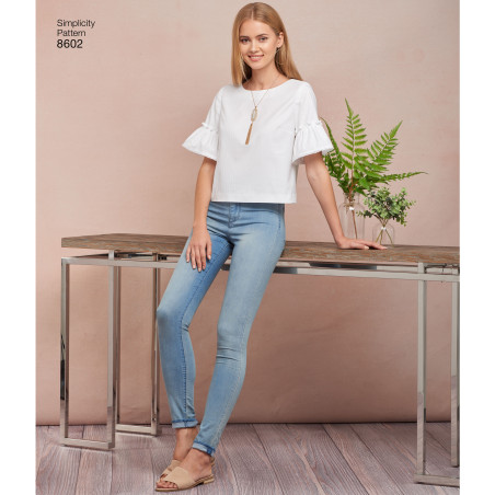 Bluse m/åben skulder snitmønster 8602