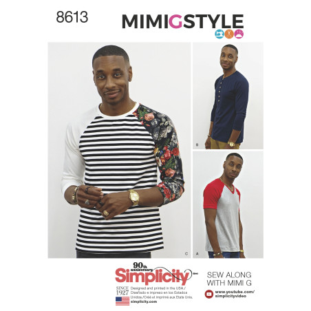 Herrebluse m/raglan ærmer  MimiGstyle snitmønster 8613