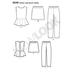 Pigenederdel  bluse  og bukser snitmønster Newlook 6549