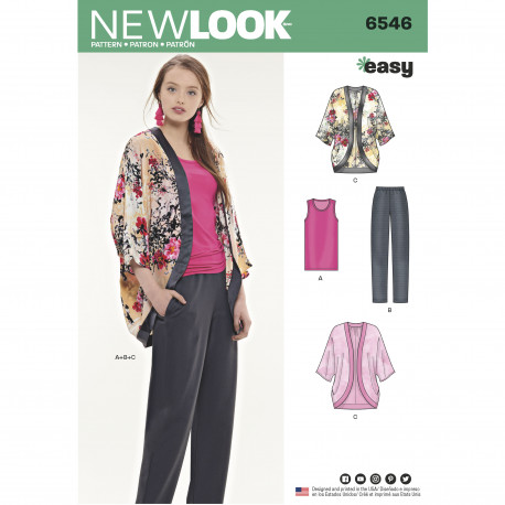 Top bukser og kimono snitmønster easy Newelook 6546