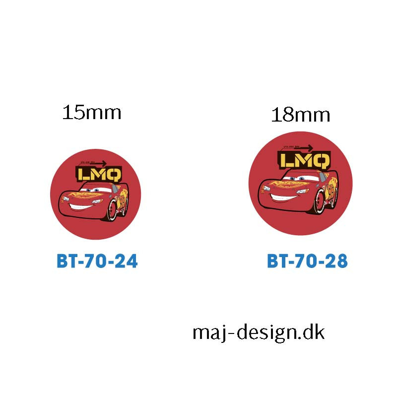 Cars knap med øje, 6 stk pr kort