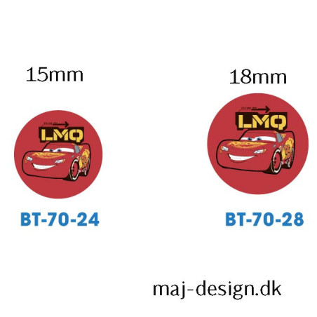 Cars knap med øje, 6 stk pr kort