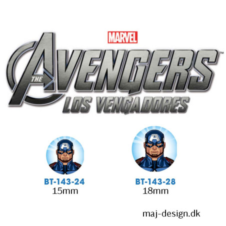 Captain America knap med øje, 6 stk pr kort