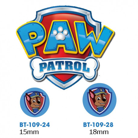 Paw Patrol Chase knap med øje, 6 stk pr kort
