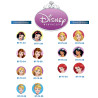 Disney prinsesse  knapper med øje, 6 stk pr kort