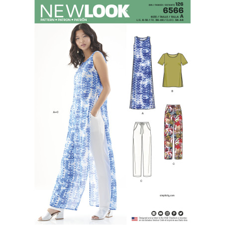 Lang top bukser og bluse snitmønster new look 6566