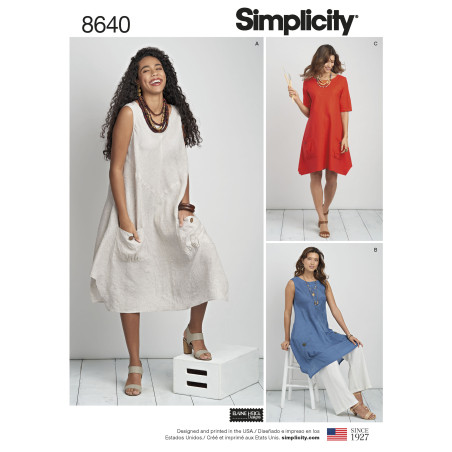 Kjole/tunika snitmønster også plusmode Simplicity snitmønster 8640