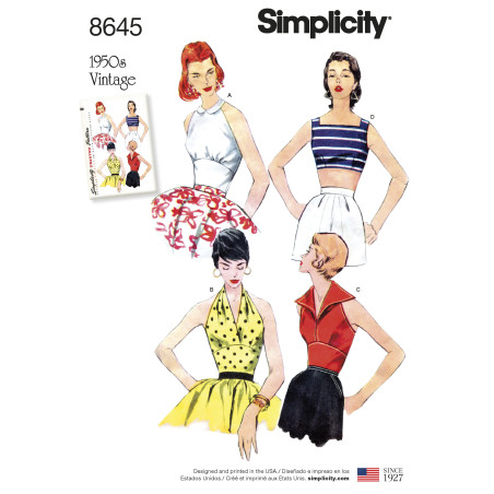 1950érer Vintage  Top halterneck Simplicity snitmønster 8645