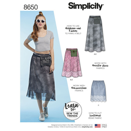 Nederdel og bæltetaske Simplicity snitmønster 8650 A