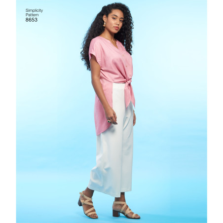 Bukser shorts og bluse også plusmode Simplicity snitmønster 8653