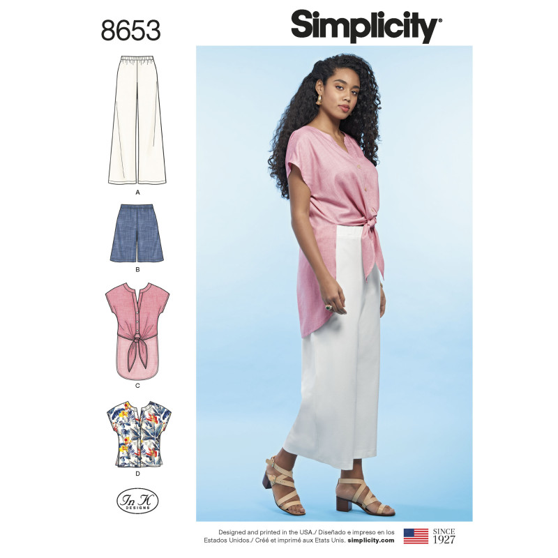 Bukser shorts og bluse også plusmode Simplicity snitmønster 8653 Bukser shorts og bluse også plusmode Simplicity snitmønster 8653
