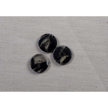 Knap 2-hul Sort m/blonde 18mm