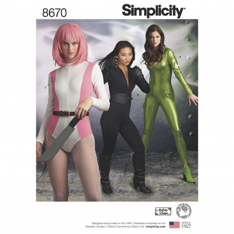 Cosplay Jumpsuit voksen kostume også plussize Simplicity snitmønster 8670