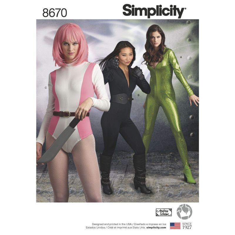 Cosplay Jumpsuit voksen kostume også plussize Simplicity snitmønster 8670