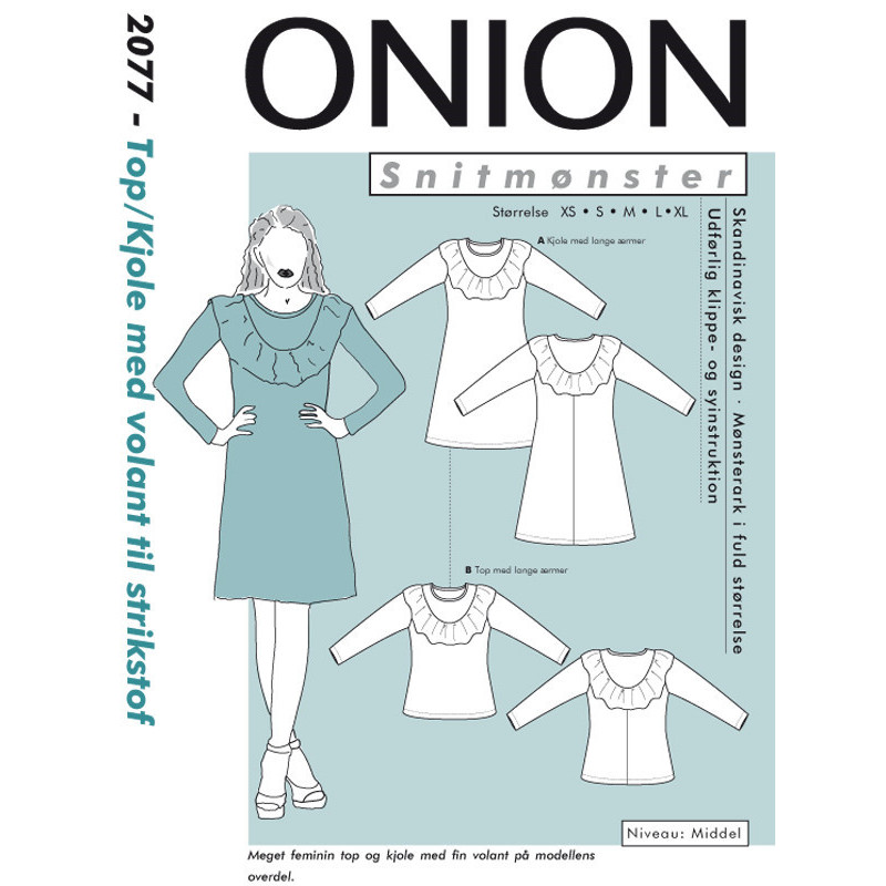 Top/kjole m/volant til strikstof onion snitmønster 2077