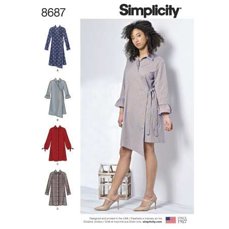 Frakkekjole  også plusmode  Simplicity snitmønster 8687