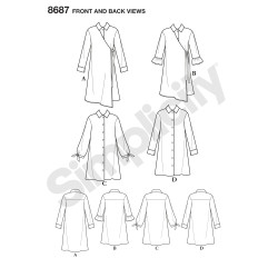 Frakkekjole  også plusmode  Simplicity snitmønster 8687