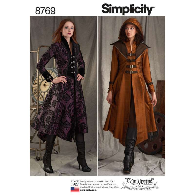 Kostume voksen steampunk  frakke snitmønster 8769