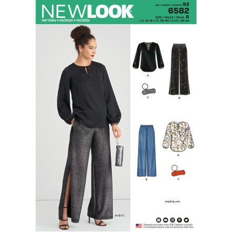 Selskabsbuks m/slids og tunika New look snitmønster 6582