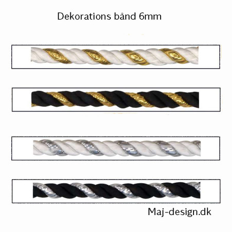 Dekorations bånd 6mm  snoet 3 tråde