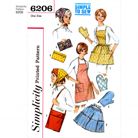 1960èrretro forklæde og tørklæde snitmønster