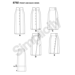 Nederdel m/høj linning snitmønster simplicity 8792