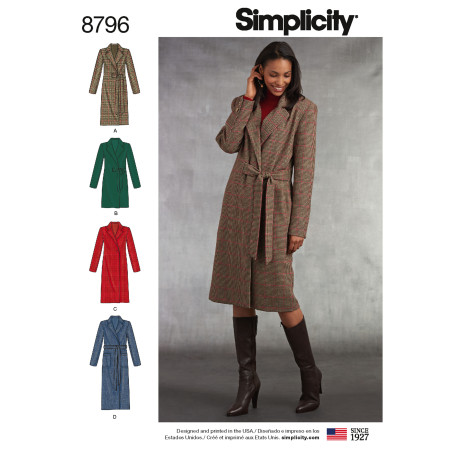 Frakke også plusmode snitmønster simplicity 8796