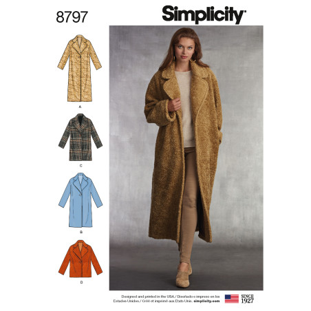 Løs frakke/jakke snitmønster simplicity 8797