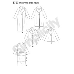 Løs frakke/jakke snitmønster simplicity 8797