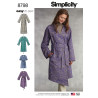 Frakke m/bælte  asymetrisk forstykke også plusmode snitmønster simplicity 8798
