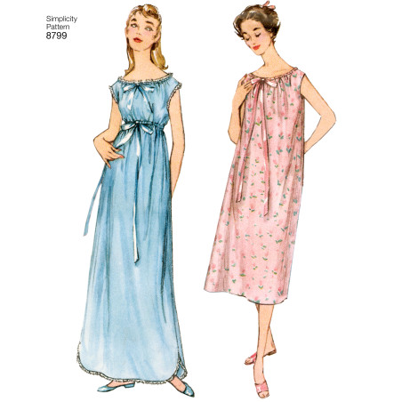1950èrne vintage natkjoler snitmønster Simplicity 8799