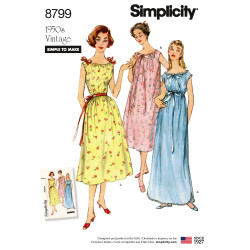 1950èrne vintage natkjoler snitmønster Simplicity 8799