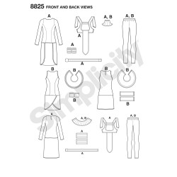 Kvindelig stammekriger kostume også plusmode  snitmønster Simplicity 8825