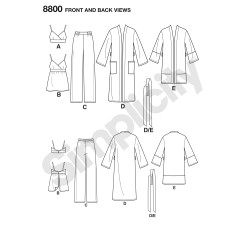 BH-top bukser og morgenkåbe snitmønster Simplicity 8800