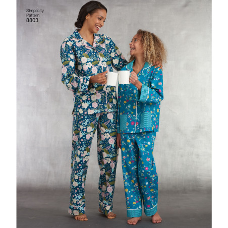 Pyjamas til mor og datter snitmønster Simplicity 8803