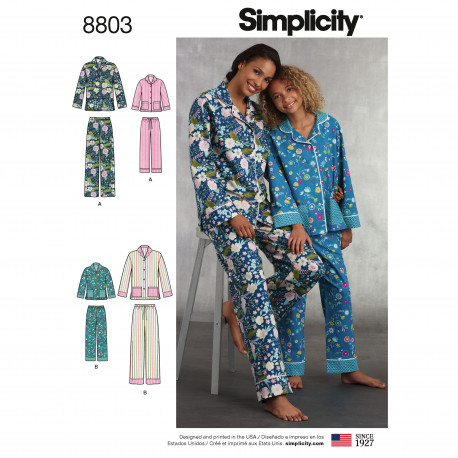 Pyjamas til mor og datter snitmønster Simplicity 8803