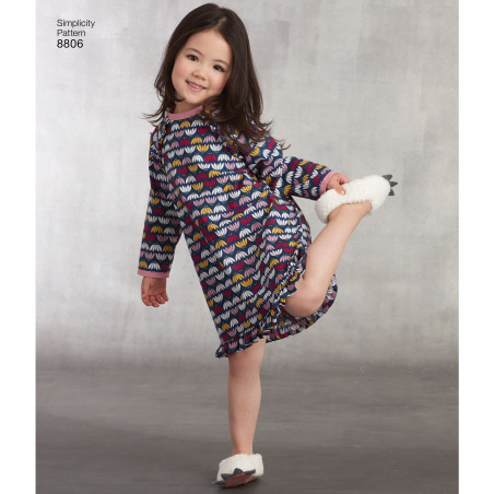 Pyjamas  natkjole  og hjemmesko  børnetøj snitmønster Simplicity 8806