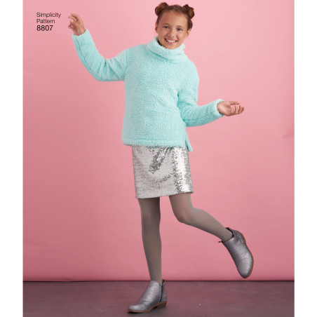 Bluse vest nederdel og leggings snitmønster Simplicity 8807