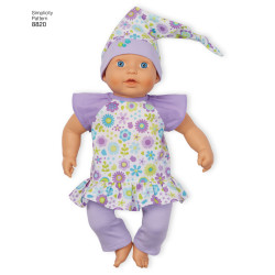 Bæreslynge og dukketøj til 38 cm dukke snitmønster Simplicity 8820
