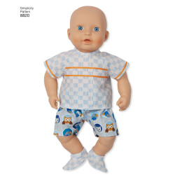 Bæreslynge og dukketøj til 38 cm dukke snitmønster Simplicity 8820