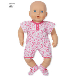 Bæreslynge og dukketøj til 38 cm dukke snitmønster Simplicity 8820
