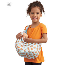 Bæreslynge og dukketøj til 38 cm dukke snitmønster Simplicity 8820