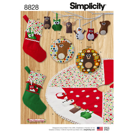 Grydelapper julesok og juletræstæppe snitmønster Simplicity 8828