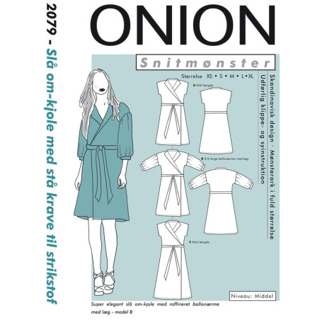 Slå om-kjole m/stå krave Onion snitmønster