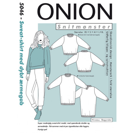 Sweat-shirt m/dybt ærmegab Onion snitmønster 5046