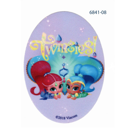 Shimmer & Shine printet strygemærke oval 11x8 cm