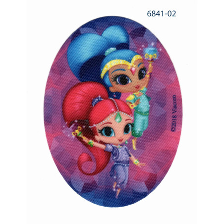 Shimmer & Shine printet strygemærke oval 11x8 cm