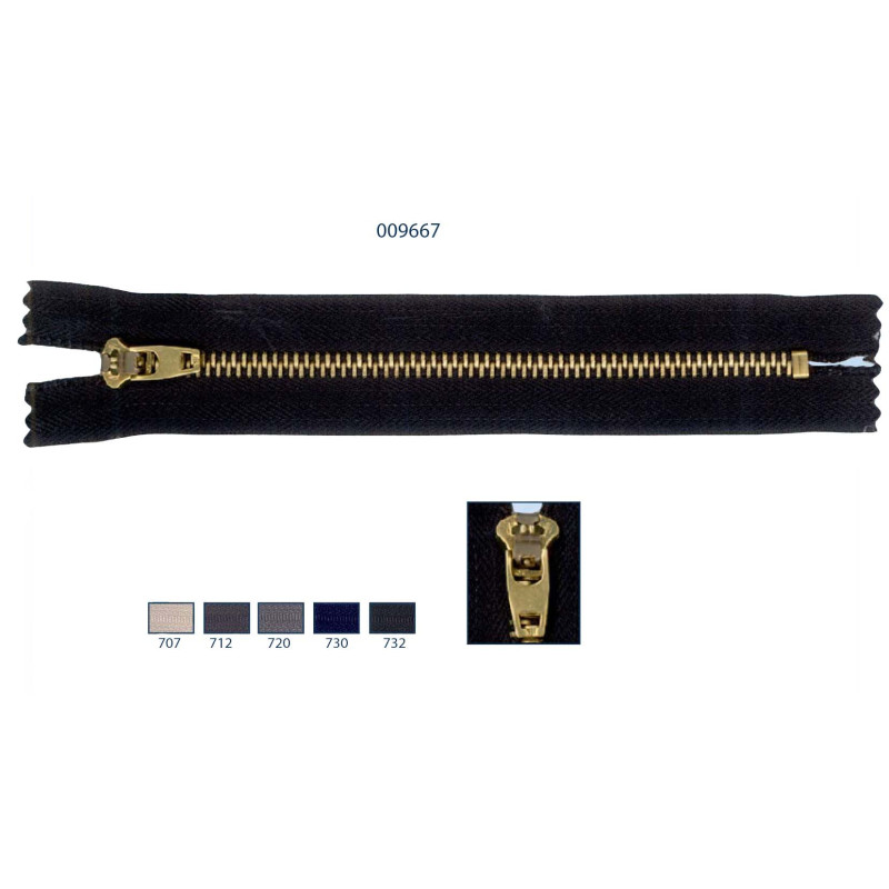 Lomme lynlås 6 mm antik messing