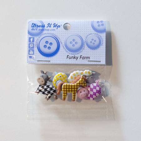 Funky Farm Ternede dyr - Dress it up knapper  m/øje